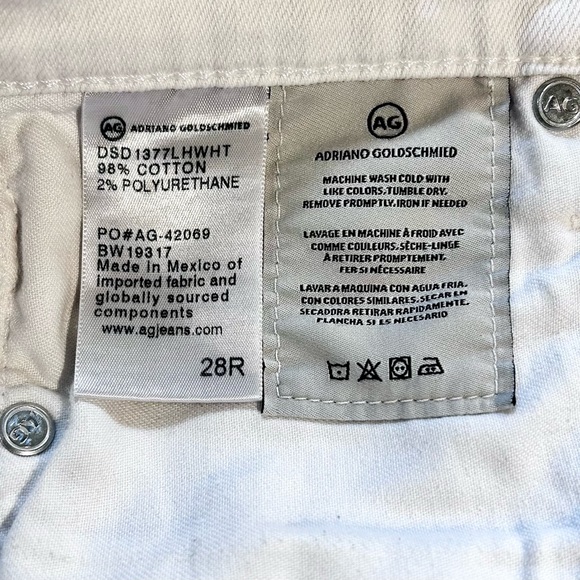 AG ADRIANO GOLDSCHMIED Stevie Slim Straight Raw Hem White Crop Ankle Jeans Sz 28 - Picture 12 of 13